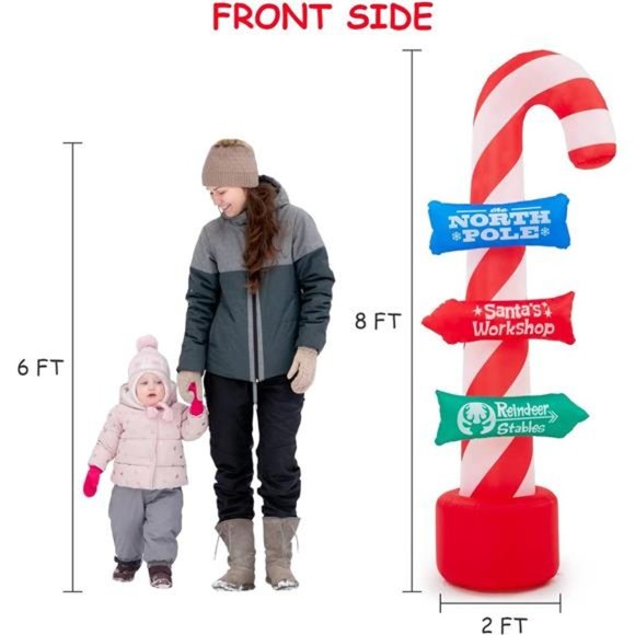 8FT Christmas Inflatable with Lights, Outdoor Inflatable Christmas Candy Canes - Picture 3 of 7